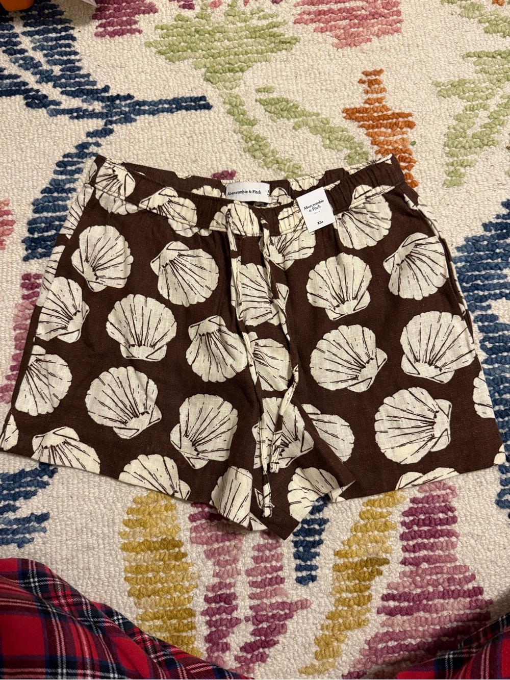 Abercrombie & Fitch Brown Shell-Print High-Waist Shorts